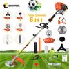 CONENTOOL Decespugliatore e tagliaerba a benzina 6-in-1 da 52cc con motore a 2 tempi da 2500W, sistema di taglio da 10 pollici, tagliasiepi, motosega, tagliaerba e disco a filo d'acciaio per giardino,