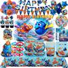 Potdemiel Decorazioni per Feste di Compleanno a Tema Pesce Pagliaccio Nemeo per Bambini: Bicchieri di Carta, Piatti, Tovaglioli, Tovaglia, Striscione, Palloncini per Baby Shower
