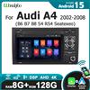 wondefoo Schermo da 7'' Android 15 Stereo Auto con CarPlay Wireless Accessorio Auto per Audi A4 B6 S4 B7 RS4 Seat Exeo 2002-2008 Sistema Intelligente Bluetooth Lettore Multimediale 2 DIN WIFI 4G