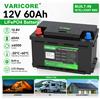 VariCore Batteria VariCore 12V/12.8V 60Ah LiFePO4 al litio ferro fosfato con BMS integrato e caricabatterie 14.6V 10A, lunga durata del ciclo, compatta e leggera, vendita all'ingrosso senza dazi UE, per