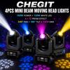 CHEGIT 1/2/4PCS Mini Faro a Testa Mobile 150W LED Spotlight 120W LED Bianco 6+12 Effetti Prisma DMX 12CH 540 ° Pan 180 ° Luce da Palco Inclinabile per Discoteche, Bar, DJ, Night Club, Matrimoni,