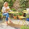 Outsunny Set da giardino per bistrò - 3 pezzi - tavolo e 2 sedie pieghevoli con schienale a listelli, da assemblare - in metallo - 42x48x80 cm - giallo.