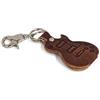 ends cuoio Porta Plettro a Forma di Chitarra Gibson Les Paul, Custodia per Plettro in Vero Cuoio con Moschettone, Accessori per Musicisti - 100% Made in Italy (Marrone)