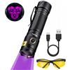 Alonefire SV133 Torcia UV LED Professionale 12W 365nm USB C Ricaricabile Potente Lampada Ultravioletti per Resina, Pesca, Rilevatore di Urina, Minerali con Occhiali Protettivi UV, Batteria