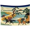 YONGFOTO Arazzo da Parete Giapponese Monte Fuji 36 Viste Camera Tappezzerie Villaggio di Sekiya sul fiume Sumida Montagna Muraria Japones Poster Pittura Tradizionale Hokusai 100x70cm