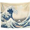 YONGFOTO Arazzo da Parete Giapponese Monte Fuji 36 Viste Camera Tappezzerie La grande onda di Kanagawa Montagna Muraria Japones Poster Pittura Tradizionale Hokusai 180x160cm