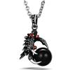 JewelryWe Gioielli Collana con Pendente da Uomo Donna Acciaio Inox Drago Artiglio Ciondolo con Nero/Rosso Ball, 22 Pollici Catena, Colore Nero Argento Rosso