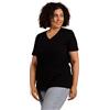 MOR Maglietta da donna con scollo a V, taglie grandi, 100% cotone, a maniche corte, basic estiva, taglie forti, L-5XL, in colori basici