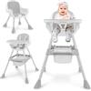 Moby-System Seggiolone Regolabile Magnolia 2in1 con Vassoio e Rivestimento in Ecopelle - Grigio, da 6 Mesi