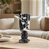 Vaso A Piedistallo Con Colonna Romana, Finitura Lucida, In Pietra Effetto Marmo,