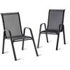 Relaxdays Sedie da giardino, set 2, schienale alto, braccioli, impilabili, portata 150kg, poliestere, metallo, antracite