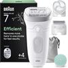 Braun Silk·épil 7 SkinSpa, Epilatore All-in-One Set, Argento, SE7-081 | Testa larga per una facile rimozione dei peli, bagnata e secca, pelle liscia e duratura, include cuscinetto massaggiante