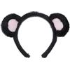 Healvian Cerchietto per capelli con orecchie di orso, in peluche, per doccia e celebrazioni di anniversario, tessuto nero