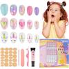 EBANKU 78 pezzi Premere ulteriormente le unghie per bambini, EBANKU, confezione da 3 pezzi per bambini, kit unghie finte, vecchio cuore colorato, premere ulteriormente le unghie per ragazze 8-12 anni con