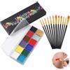KVWIBP Set Truccabimbi 12 Colori a Olio con 10 Pennelli, Palette Body Painting Colori per Viso e Corpo, Trucchi Halloween, Carnevale e Feste, Colori per Cosplay