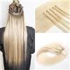 ISHEENY Extension con microring in capelli veri, biondo pallido, 50 cm, 50 pezzi, 30 g, capelli lisci per il montaggio professionale, possibilità di styling naturale, per donne per uso quotidiano e