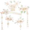 HINZIC 5 forcine per capelli con fiori di camelia, strass e perle, fermagli per capelli retrò cinesi Hanfu, accessori per capelli da sposa, gioielli per donne e ragazze, capelli lunghi
