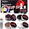 XiLayNeen Kit Trucco Halloween SFX 14 Pezzi Lavabile con Sangue Finto | Halloween Makeup Kit con Sangue Finto, Gel Sangue, Cera Cicatrici, Colori e Accessori SFX per Clown Vampiro Zombie Scheletro
