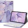 Fintie Custodia con tastiera FINTIE per Samsung Galaxy Tab A11+ Plus 11" 2025 / Tab A9+ Plus 11 pollici 2023 Tablet, cover con tastiera magnetica rimovibile Bluetooth tedesca, marmo viola