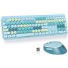 SOLIDEE combinazione di tastiera e mouse senza fili, tastiera retro della macchina da scrivere, tastiera rotonda a 2,4 GHz con tastierino numerico, 104 tasti ergonomici