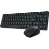 Redragon Tastiera e mouse wireless, 75% 78 tasti, 2,4 GHz a basso profilo e batteria ricaricabile, singola luce blu nera, mouse con 2400 DPI