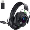 Krysenix Cuffie da gioco wireless per PS5, PS4, PC, Mac e Switch, con tecnologia a 2,4 GHz e Bluetooth, driver da 50 mm, microfono con cancellazione del rumore e autonomia della batteria di 60 ore con illuminazione LED