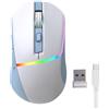 Lustrens Mouse da gaming con illuminazione RGB, 7200 DPI, 6 pulsanti, 3 modalità di connessione (bianco e blu)