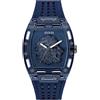Guess Orologio da polso uomo Phoenix, cinturino in silicone blu, vetro minerale, quadrante blu, 5 bar, diametro cassa: 42 mm, GW0959G1