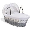 Clair de Lune Culla in vimini grigio a nido d'ape, 68 x 30 cm, colore bianco
