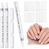 SunTaYon 3 Pezzi Penna Bianca per Unghie, French Nails Pennellino Unghie French | Penne Bianche per Nail Art con 4 Adesivi French Unghie,Pennellino per French Unghie,Nail Art 3D per Unghie In Gel Bianco