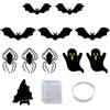 SDFWGG 11 Pezzi Halloween Pipistrello Ragno Fantasma Decorazioni con Filo | da Pesca Trasparente e Adesivi Attaccare per Uso Interno o Esterno