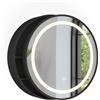 Vicco Specchio contenitore bagno Silva, Nero, 50 x 50 cm | Illuminazione LED · Illuminazione LED · Specchio rotondo · Prodotti per la cura a portata di mano · Sopra il lavabo