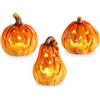 Generico Zucche Decorative di Halloween in Ceramica con luci LED, Set 3 Pezzi, Ø 7 cm x 7 x 10 H, Decorazioni di Halloween, Decorazione per la casa, Idea Regalo