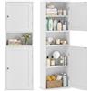 COSTWAY Mobile Bagno da Parete, Colonna Salvaspazio e Moderna in Legno | Armadio Alto e Stretto con 2 Armadietti e 1 Scomparto Aperto, Mobiletto Sospeso per Soggiorno e Cucina, 40 x 20 x 120 cm