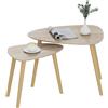 HOMCOM Set 2 Tavolini da Salotto Sovrapponibili Stile Nordico, Color Legno | Tavoli Bassi da Caffè, con Gambe in Legno, per Soggiorno e Camera