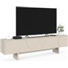 IDMarket - Mobile TV ARVIN da 180 cm a 2 ante con profili arrotondati, in legno color beige