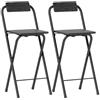 HOMCOM Set 2 Sgabelli Bar Pieghevoli con Schienale 37x45x87 cm Nero | Sgabelli Cucina Alti, Poggiapiedi, Struttura in Acciaio, Sedie Bar Alte, per Soggiorno, Sala da Pranzo