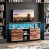 DAHUEN Mobile TV con luci a LED, 108 x 30 x 78 cm, tavolo per TV con 4 cassetti, 3 scomparti aperti, con ripiano in vetro regolabile, per soggiorno, camera da letto, marrone (marrone, 108 x 30 x 78 cm