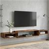 Vevorizon Mobile TV da parete in rovere affumicato con design aperto, supporto da parete salvaspazio per soggiorno, camera da letto, cucina, bagno, corridoio, max 30 kg, 180 x 28 x 21 cm, robusto