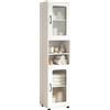 LIFEZEAL Mobile da Bagno Salvaspazio Alto 170 cm | Colonna Bagno da Terra con 2 Ante Trasparenti, Ripiani Regolabili, 2 Scomparti Aperti, Armadio Stretto per Soggiorno, Cucina