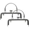 QUARKZMAN 2 Pezzi Telaio per Portamonete in Metallo 18 Cm Grigio | Chiusura a Bacio Quadrata Retrò Incisa, per la Realizzazione di Portamonete Borsa con Manici