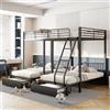 luckdect Letto a castello a 3 posti, letto a castello per bambini, che può essere trasformato in letto matrimoniale 140 x 200 cm e due letti singoli 90 x 200 cm, letto a soppalco 3 posti con 2 cassettiere, per