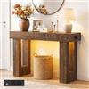 iSunirm Consolle Ingresso con Prese, 120x35x85 cm Tavolo Consolle Stretto con 2 Prese, 2 USB e Luce con Sensore, Corridoio, Soggiorno, Dietro Divano, Rovere Rustico