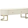 Mauro Ferretti Panca C/Cassetti Sharon 120X40 cm, Legno, Bianco e Oro