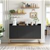 AZJSAHAH Mobile da cucina con piano di lavoro, credenza moderna con 4 ante e armadietto aperto per cucina, soggiorno, sala da pranzo (nero-C)