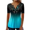 Generico Magliette Donna Estive T-Shirt per Le Donne 2026 alla Stampa Floreale Tunica Camicie Manica Corta Scollo A V Maglietta Casual Camicetta Larga Tshirt Basic Cotone Maglia Mezze Maniche