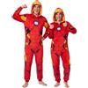 Get Trend Marvel Pigiama Tuta Uomo e Donna, Onesie Costume in Pile M-2XL | Spiderman, Captain America, Iron Man Pigiama Uomo Jumpsuit con Cappuccio, Morbido e Caldo per Invernale, Regalo per Lui e Lei
