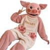 Generic Pigiama intero in pile a forma di maiale da donna, con cappuccio, per | Costume natalizio da donna in peluche, tuta pelosa per adulti, pigiama monopezzo