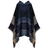 JFAN Poncho Donna Invernale con Cappuccio Mantella Scialle Elegante con Frange Poncho Mantelle Fatti a Maglia Donna