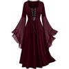 Générique Abito gotico con maniche a campana e balze da donna Halloween vestito da sera sexy abiti medievali da donna morbidi comodi tunica abito da cerimonia per donna rotondo abito in rete